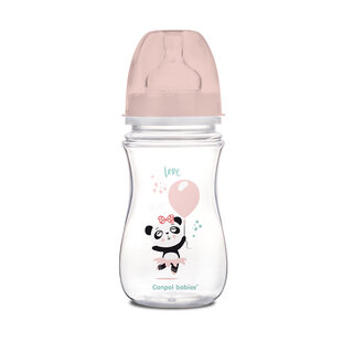 Canpol babies Antikoliková fľaša so širokým hrdlom EasyStart 240 ml PP EXOTIC ANIMALS ružová