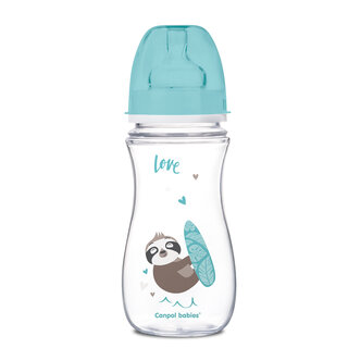 Canpol babies Antikoliková fľaša so širokým hrdlom EasyStart 300 ml PP EXOTIC ANIMALS modrá