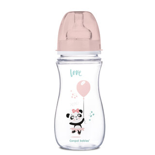 Canpol babies Antikoliková fľaša so širokým hrdlom EasyStart 300 ml PP EXOTIC ANIMALS ružová