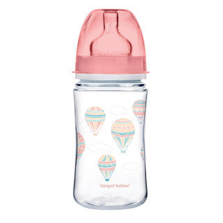 Canpol babies Пляшка з широким отвором антиколікова EasyStart - IN THE CLOUDS (рожева)