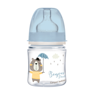 Антиколиковая бутылочка с широким горлышком Canpol babies EasyStart BONJOUR PARIS 120 мл голубой