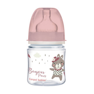 Антиколиковая бутылочка с широким горлышком Canpol babies EasyStart BONJOUR PARIS 120 мл розовый