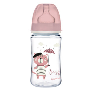Антиколиковая бутылочка с широким горлышком Canpol babies EasyStart BONJOUR PARIS 240 мл розовый