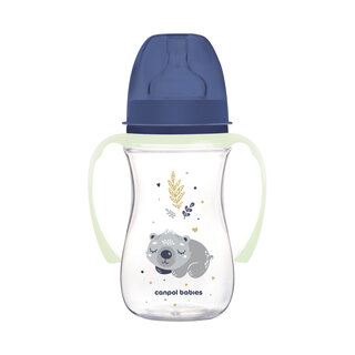 Canpol babies Wide Neck Anti-colic Bottle with Glowing Handles PP EasyStart 240ml Sleepy Koala