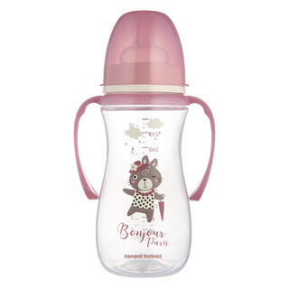 Canpol babies Anti-Colic Bottle with Handles 300 ml PP EasyStart BONJOUR PARIS pink