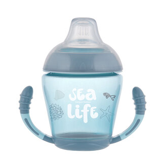 Canpol babies Non-spill Cup Soft Silicon Spout 230ml SEA LIFE grey
