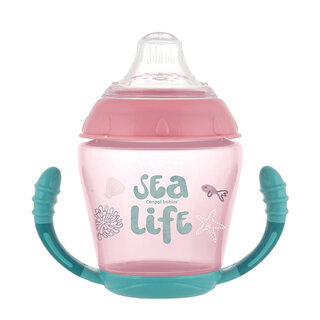 Canpol babies Non-spill Cup Soft Silicon Spout 230ml SEA LIFE pink