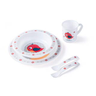 Набор пластиковой посуды Canpol babies CUTE ANIMALS красный