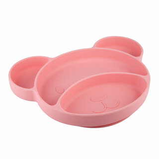 Canpol babies silikonový dělený talíř s přísavkou BEAR růžový