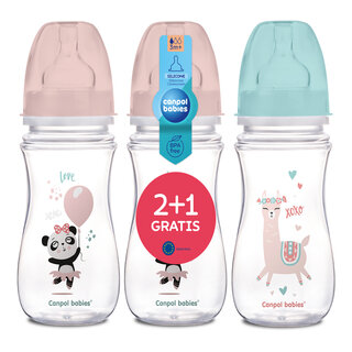 Canpol babies zestaw butelek szerokich EasyStart Exotic ANIMALS 240 ml  2+1 gratis
