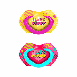 Canpol babies Silicone Symmetrical Soother 0-6m NEON LOVE 2 pcs