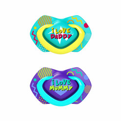 Canpol babies Silicone Soother Light touch 0-6m Symmetrical NEON LOVE 2 pcs
