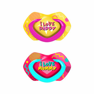 Canpol babies Silicone Symmetrical Soother 6-18m NEON LOVE 2 pcs