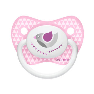 Пустышка силиконовая ортодонтическая Canpol babies LET'S CELEBRATE 0-6 мес. розовый 
