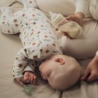 Feeding bottle with modified milk or breast milk with a symmetrical teat. The selection of a suitable teat is very important in the care and safety of the child.