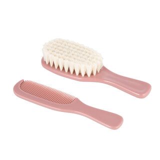 Canpol babies Brush and Comb with Natural Bristles GOLD pink