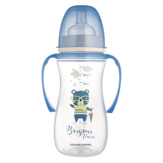 Canpol babies Anti-Colic Bottle with Handles 300 ml PP EasyStart BONJOUR PARIS blue