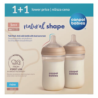 Canpol babies Twin Pack Natural Shape Bottle 260 ml