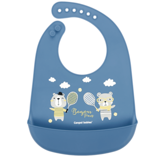 Canpol babies Слинявчик силіконовий з кишенькою Bonjour Paris - синій