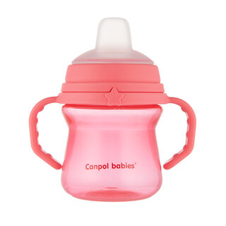 Canpol babies Hrnček so silikónovým náustkom FirstCup 150ml  ružový