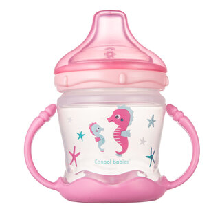 Поильник с силиконовым носиком Canpol babies LOVE&SEA 180мл розовый