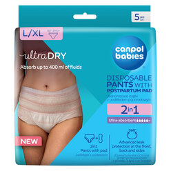 Canpol babies 2in1 Breathable Ultra-absorbent Disposable Postpartum Pants with Pad L/XL, 5 pcs​